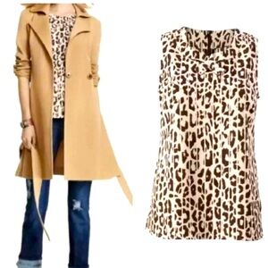 CAbi Ginger Leopard Print Sleeveless Top - Size XL